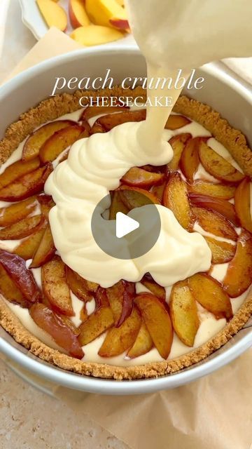 Tasty Tales Haven | Food Page on Instagram: "Peach Crumble Cheesecake: where creamy meets crunchy in a perfect summer dessert! 🍑🍰✨  Eat or Pass?  📹 & Recipe by @juliemarieeats   👉 Follow @tastytaleshaven for daily recipes!  #tastytaleshaven #peaches #peachcrumble #cheesecake #desserts #cake #baking #easyrecipes #foodie #foodstagram #foodlover #recipes #explorepage #fyp #reels #viral" Cheesecake Peach, Pioneer Woman Peach Crumble, Martha Stewart Peach Crumble, Georgia Peach Crumble Cheesecake, Peach Crisp 8x8 Pan, Peach Crumble, Baking Videos, Cake Videos, Daily Meals