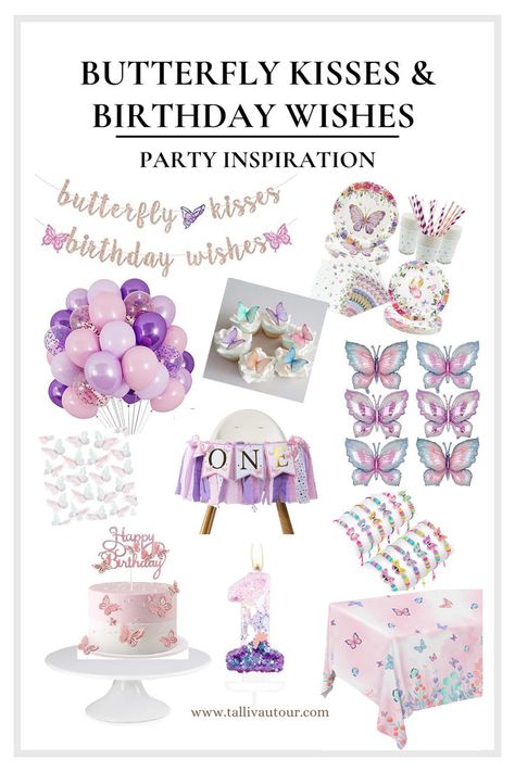 Looking to host the perfect Buuterfly Kisses & Birthday Wishes Birthday Party? I've got you covered from invitations to party favors! It's all linked in my blog! Amazon Affiliate (contains affiliate links) #amazon #birthdayparty #butterflybirthdayparty #butterfly #butterflies #fairytale #fairies #princess #balloons #arrangments #party #partyfood #partyidea #birthdaywishes #purple #pink #sparkles #bracelets #cupcakes #cake #tableware #banner #candle #invitations #decorations #partyfavors Butterfly Tea Party Birthday, Balloons Butterfly, Pink And Purple Balloons, Dragonfly Birthday, Butterfly Tea Party, Butterfly 1st Birthday, Butterfly Themed Birthday Party, Wedding Business Ideas, Butterfly Birthday Theme