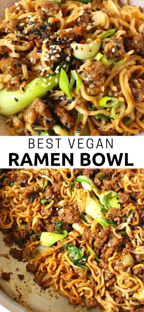 Ramen Bowl Recipe, Umami Sauce, Ramen Noodle Stir Fry, Vegan Ramen Recipes, Enchilada Pasta, Noodle Stir Fry, Low Carb Wraps, Vegan Beef, Garlic And Ginger