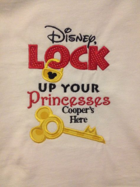 Disney Lock up your Princesses personalized T-shirt or tank (Child-Plus Size Adult) by TayleeTotBoutique on Etsy (null) Vacation Items, Disney Divas, Disney Vacation Shirts, Disney Trip Planning, Scary Halloween Party, Kid Clothes, Disney T, Lock Up, Disney Tips