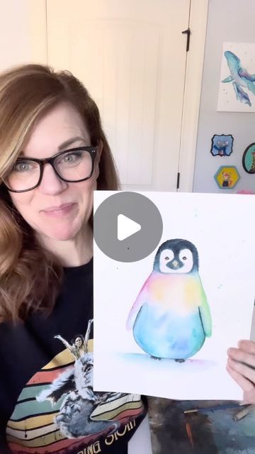 Andrea Nelson on Instagram: "The paintings by the penguins are up for auction and so is a penguin encounter! Go check out. Link on my website. @tennesseeaquarium  #penguin #aquarium #animallover #learntopaint #watercolortutorial #chattanooga #tennesseeaquarium #babypenguin #animalpainting" Watercolor Penguin Tutorial, Penguin Art For Kids, Penguin Aquarium, Watercolour Penguin, Grandkid Crafts, Andrea Nelson Art, Watercolor Penguin, Penguin Watercolor, Penguin Crafts