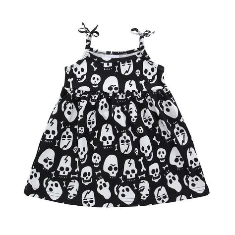 Goth Baby Clothes, Toddler Sun Dress, Gothic Baby, Goth Baby, Baby Bats, Girls Sundress, Rock Chick, Flowy Design, Cotton Sundress