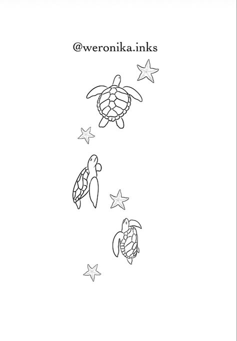 3 Turtles Tattoo, Three Turtles Tattoo, Turtle Drawing Simple, Flower Spine Tattoos, Cute Henna Tattoos, Sea Turtle Tattoo, Turtle Tattoo Designs, Small Pretty Tattoos, Turtle Tattoo