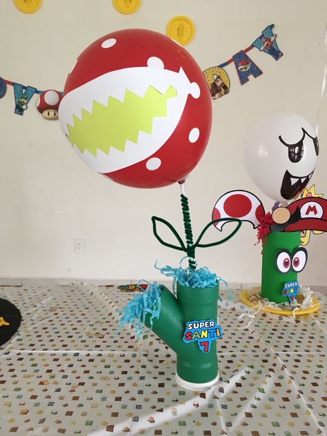 Planta carnívora con tubería Mario Bros Donkey Kong Party, Mario Bros., Mario Party, Donkey Kong, Boy Party, Party Inspiration, Super Mario Bros, Mario Bros, 4th Birthday