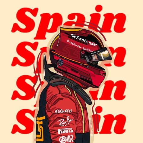 Ig:@hey_artist17 Carlos Sainz Helmet Drawing, Carlos Sainz Art, Carlos Sainz Drawing, F1 Homescreen, F1 Cartoon, F1 Drawing, F1 Fanart, F1 Icons, Formula 1 Art