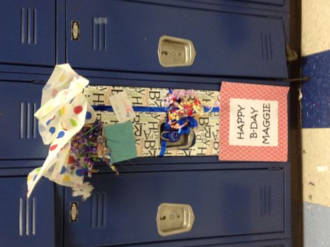 My friends decorated my locker for my birthday a few weeks ago. They are creative! Thanks y'all!! Birthday Locker Decorations, Birthday Locker, Locker Ideas, Empty Gift Boxes, School Locker, Locker Decorations, School Lockers, Friends Birthday, Craft Room Organization