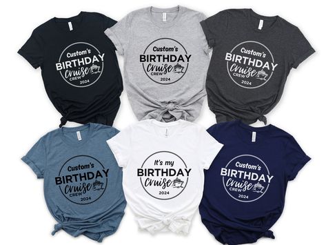 Birthday Custom Cruise Crew 2024 Shirt, It's My Birthday Personalized Matching Cruise T-Shirts, Group Family Trip, Bday Cruise Party Unisex TShirt These short sleeve shirts are sure to make any day brighter and have everyone asking you where you got this great soft shirt. The perfect gift! Our shirts are 100% made in the USA, and we use a high-quality unisex t-shirt that is insanely soft. In fact, it will be one of the softest, best fitting, most comfortable shirts. These shirts are UNISEX fit. We have a sizing chart included in the product images so please be sure to check that out to ensure that you get the correct size.  If you would like a different color not listed in the drop down menu please message me. ------------ How to Order ------------ 1-Choose your t-shirt color, 2- Choose yo Birthday Cruise Shirts, Birthday Group Shirts, Birthday Cruise, Group Cruise, Cruise Party, Comfortable Shirts, Cruise Shirts, Personalized Matches, Birthday Personalized