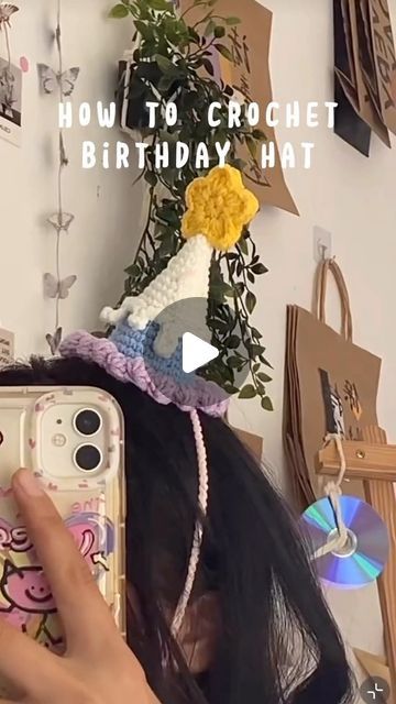 Daily Crochet and knitting on Instagram: "Crocheting mini birthday hats🥳
Like • comment below • share💭
@brilliantknits - daily crochet art🧶
Artist: @tiemlen_meomeo" Crochet Birthday Hat, Birthday Hats, Crochet And Knitting, Hat Crochet, Birthday Hat, Crochet Art, Art Artist, Crochet Hats, Knitting