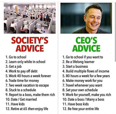 Don’t follow someone else’s idea of how you should live your life. Think like a boss and live life on your own terms Think Like A Billionaire, Think Like A Boss, Financial Quotes, Money Management Advice, Personal Improvement, Life Quotes Love, Business Inspiration, Entrepreneur Quotes, Like A Boss