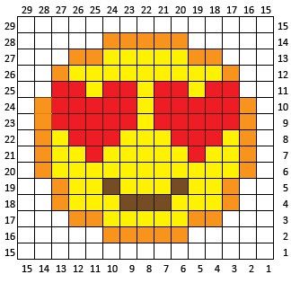 Heart Eyes Emoji C2C Crochet Square and Pixel Graph - Repeat Crafter Me Emoji Cross Stitch Pattern, Pixel Art Emoji, Pixel Emoji, Emoji Pixel Art, Pixel Crochet Blanket, Heart Eyes Emoji, Emoji Patterns, Repeat Crafter Me, Graph Crochet