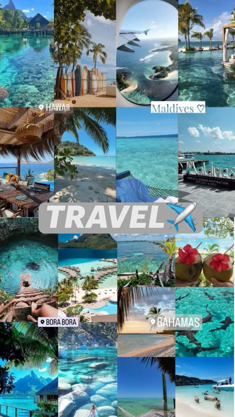 Vision Board Photos Aesthetic Travel, Island Vision Board, Traveling Mood Board, Travel The World Vision Board, Vision Board Travel Aesthetic, Travelling World, Travel Photos Ideas, Beautiful Vacation Destinations, Destination Vacation