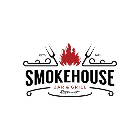 Bbq Branding Design, Grill Logo Design Ideas, Bar And Grill Logo, Sausage Logo, Grill Logo Design, Steak Logo, Barbecue Logo, Bbq Logo, Cowboy Food