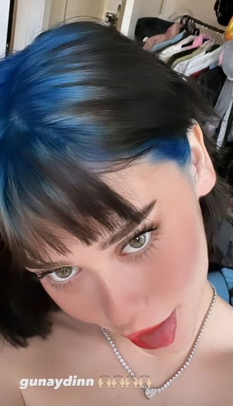 Summer Lovin' Haircuts: Dive into the Rainbow Trend Dark Blue Roots Black Hair, Blue Hair Black Tips, Coloured Roots On Black Hair, Ghost Roots Hair Dye, Blue Roots Hair, Black Hair With Blue Roots, Black Roots Blue Hair, Ghost Roots Short Hair, Blue Ghost Roots