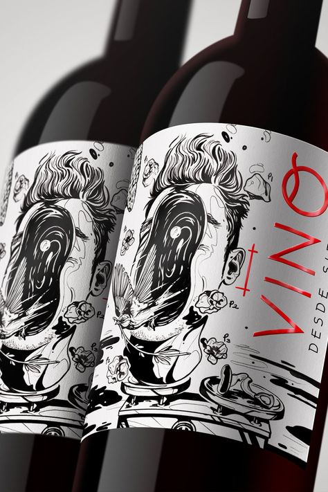 A gorgeous wine label design for your inspiration from innovative and authentic Artist. See these wine branding example to create ideas for your own. #wine #label #illustration Wine Bottle Design Ideas, Wine Graphic Design Illustration, Illustrated Wine Label, Cool Wine Labels, Wine Brand Design, Wine Design Label, Liquor Label Design, Wine Bottle Design Label, Wine Labels Design