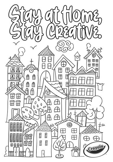 Stay at Home Creativity, Town | crayola.com Town Coloring Pages, Houses Coloring Pages, City Houses, Cardinal Print, Stay Creative, Teddy Bears Valentines, House Colouring Pages, Disney Princess Snow White, Bear Tattoos