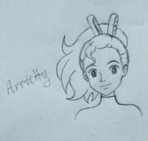 Arrietty from the movie "The Secret World of Arrietty" Secret World Of Arrietty Drawing, Arrietty Drawing, Arrietty Art, Watercolor References, The Secret World Of Arrietty, Studio Ghilbi, Craft Challenge, Secret World Of Arrietty, Bullet Journal Banner