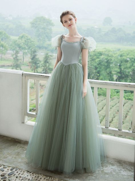 Prom Dress Green, Tulle Formal Dress, Tulle Long Prom Dress, Tulle Balls, Green Tulle, Tulle Evening Dress, Wedding Dresses With Flowers, Wedding Flower Girl Dresses, Graduation Dresses