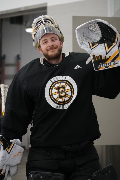 Linus Ullmark, Boston Bruins Players, Hockey Goalie Pads, Jeremy Swayman, Goalie Pads, Boston Bruins Hockey, Bruins Hockey, Hockey Boys, Hockey Goalie