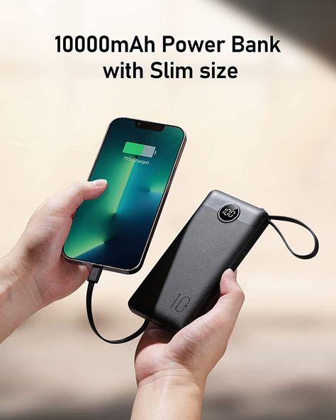 Product Description: If you're tired of carrying around multiple charging cables for your devices, this Power Bank with Built-In Cables is the perfect solution! Equipped with USB C and a 10000mAh battery capacity, you can stay charged on the go without worrying about running out of power. Charge up to two devices simultaneously, thanks to the built-in cables that feature both Lightning and micro-USB connectors. Perfect for travel, commuting or just everyday use, this power bank is a must-have ac Innovative Gadget, Portable Charger, Smart Device, Travel Companion, Wireless Charger, Power Bank, Micro Usb, Charging Cable, Travel Essentials