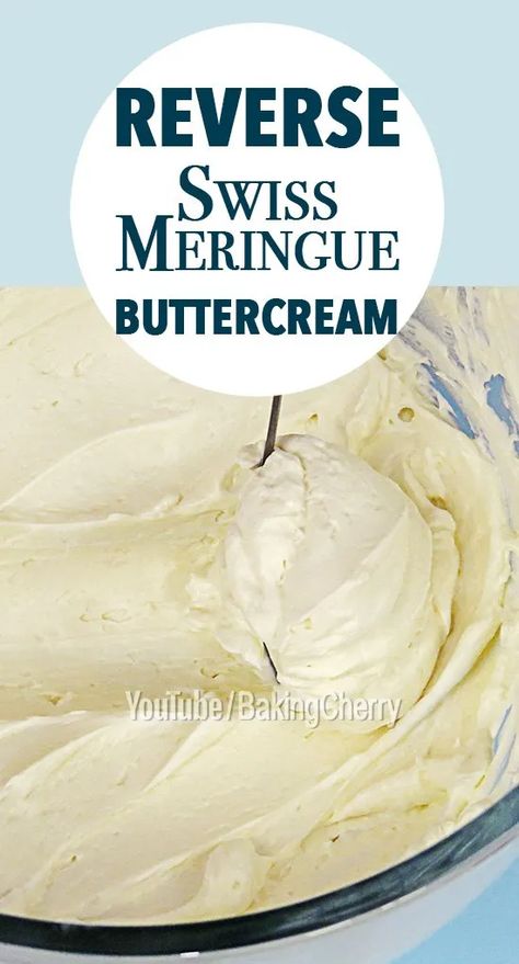 The reverse method of Swiss meringue buttercream. This reverse creaming method is much easier than the traditional one since you add the meringue to the whipped butter rather than adding little cubes of butter to the meringue. #buttercream #meringue #frosting #vanilla #recipe #dessert Reverse Creaming Method, Meringue Icing, Cherry Frosting, Meringue Frosting, Creaming Method, Sweet Roll Recipe, Rice Cake Recipes, Frosting Recipes Easy, Angel Food Cake Mix Recipes