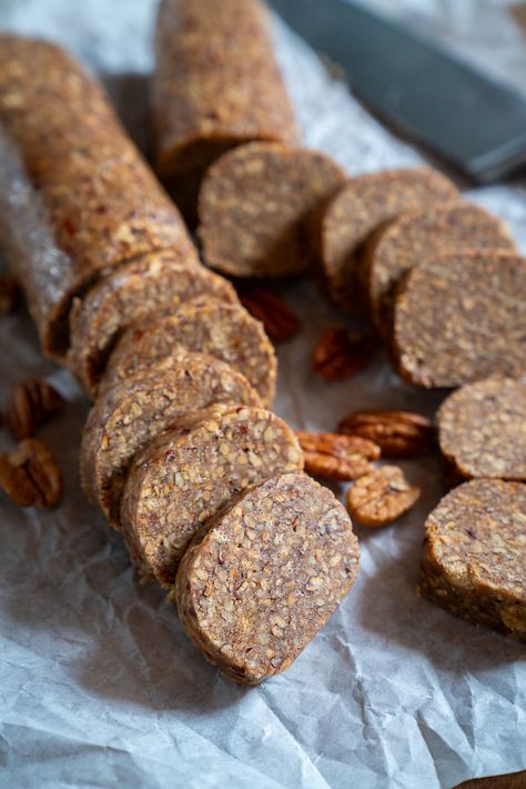 Southern Pecan Log | 12 Tomatoes Twelve Tomatoes, Almond Loaf, Pecan Log, Christmas Candy Recipes, 12 Tomatoes, Pecan Recipes, Dessert Tray, Holiday Foods, Bar Cookies