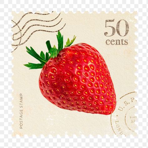 Strawberry Png Aesthetic, Strawberry Stamp, Stamps Png, Fruit Stamp, Strawberry Stickers, Food Tattoo, Stamp Png, Sticker Transparent Background, Strawberry Sticker