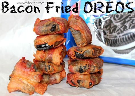 ~Bacon Fried OREOS! Deep Fried Bacon, Fried Bacon, Fried Oreos, Cooking Panda, Bacon Fries, Oreo Recipes, Fair Food Recipes, Bacon Recipes, Bacon Wrapped