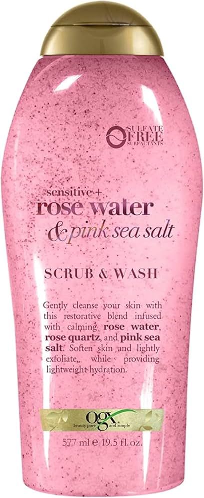 Amazon.com : OGX Sensitive + Pink Sea Salt & Rosewater Sulfate-Free Soothing Body Scrub with Healing Rose Quartz, Gentle Exfoliating Daily Body Wash to Soften & Smooth Skin, 19.5 Fl Oz : Beauty & Personal Care Sea Salt Scrub, Sea Salt Scrubs, Pink Sea Salt, Exfoliating Body Wash, Salt Wash, Pink Sea, Skin Cleanse, Cleanse Your Body, Salt Scrub