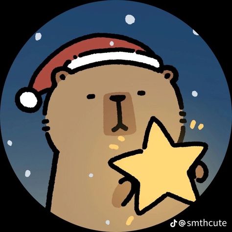 Cute Capybara Pfp, Cute Christmas Profile Pics, Profile Picture Christmas, Capybara Icon, Capybara Drawing, Christmas Capybara, Doodle Print, Christmas Coloring Sheets, Cat Profile