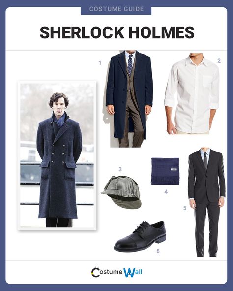 Get the guide to dress like just like Sherlock Holmes played by Benedict Cumberbatch on the BCC television show. Sherlock Holmes Halloween Costume, Sherlock Inspired Outfits, Sherlock Outfit, Sherlock Cosplay, Sherlock Holmes Costume, Kingsman Suits, Sherlock Coat, Detective Costume, Detective Outfit