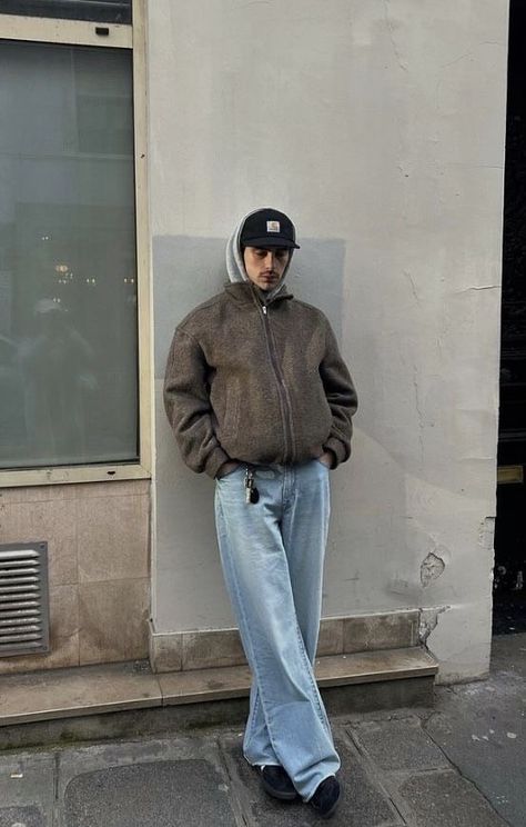 Men’s Casual Outfits Street Winter, Ny Streetwear Men, Mens Carhartt Jacket Outfit, Carhartt Outfits Men, Jncos Outfit, Carhartt Outfit Men Street Styles, Mens Outfits Drawing, Party Mens Outfits, Mens Outfits Brown