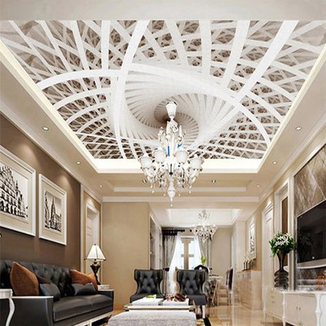 Artex Ceiling, 3d Wallpaper Ceiling, Geometric Ceiling, Romantic Living Room, Custom Photo Wallpaper, 3d Wallpaper Mural, 3d Wallpaper For Walls, Ceiling Murals, Wallpaper Ceiling