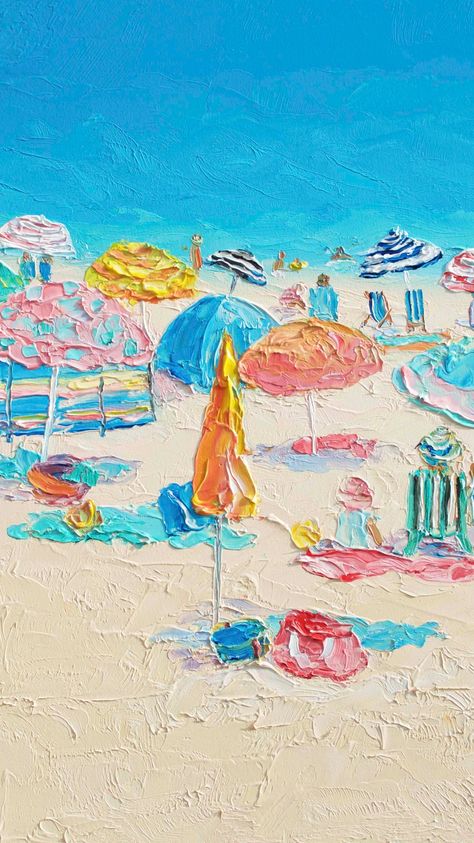 Jan Matson, Artist of beach paintings, coastal decor, flowers and animal prints | beach paintings Every Summer Has A Story, Umbrella Painting, Colorful Umbrellas, Oil Painting Texture, Beach Painting, Ocean Art, Beach Scenes, Beach Art, Coastal Decor