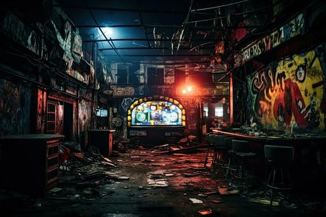 Cyberpunk Factory, Abandon Building, Content Wall, Horror Ideas, Scifi Interior, Location Design, Factory Interior, Abandoned Factory, Pool Bar