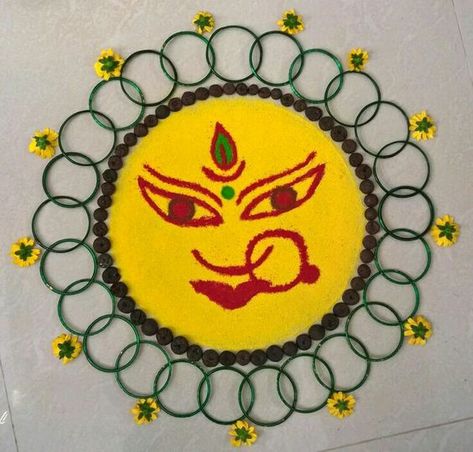 Navratri Rangoli Designs With Flowers Rangoli Designs With Flowers, Navratri Rangoli, Yellow Flower Art, Happy Ideas, Diy Floral Decor, Rangoli Side Designs, Rangoli Designs Latest, Paper Flower Art, Simple Rangoli Designs Images