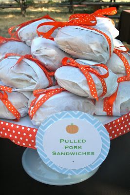 Peanut Slaw, Pumpkin Patch Birthday Party, Pumpkin Patch Birthday, Pumpkin Patch Party, Pumpkin Birthday Parties, Kid Lunches, Pumpkin 1st Birthdays, Bbq Catering, Apple Baskets