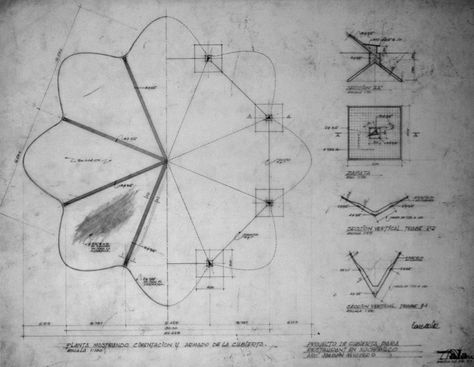 Architecture Photography: AD Classics: Los Manantiales / Felix Candela (496250) Space Truss, Felix Candela, Foundation Plan, Architecture References, Maquette Architecture, Draw Show, Plan Image, Library Architecture, Tent Design