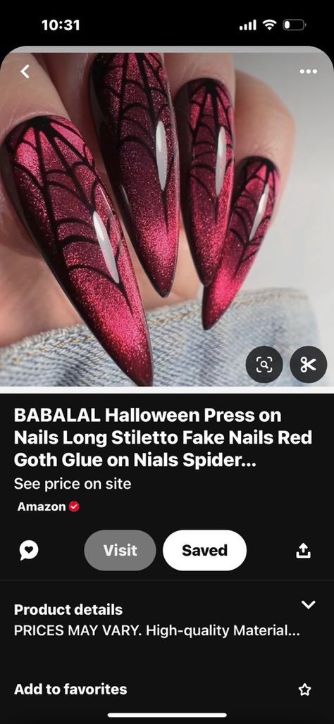 Lydia Deetz Nails, Red Goth, Halloween Press On Nails, Lydia Deetz, Red Nails, Fake Nails, Press On Nails, Nails, 10 Things