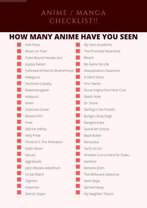 credits:/@Rainharuto How To Watch Naruto In Order List, Anime Checklist To Watch 100, Anime Templates Instagram, Action Anime Recommendations, Manhwa Checklist, Anime Wishlist, Anime Checklist, Wotakoi Love Is Hard For Otaku, Character Sheet Template