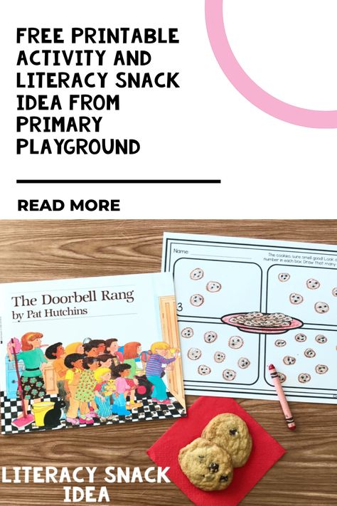 Free Printable Activity and Literacy Snack Idea from Primary Playground Reading Themed Snacks, Nuts To You Book Activities, Book Buddy Activities, Literacy Snack Activities, Fry Bread Book Activities, The Doorbell Rang, Math Night, Free Printable Activities, Ring Doorbell