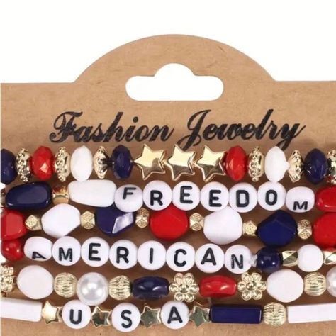 Brand New Celebrate The 4th Of July In Style With Our Patriotic American Bangle Set! Show Off Your Love For The Usa With Our 4th Of July Patriotic American Usa Freedom Stretch Bangle Set. This Set Includes 6 Unisex Bangles That Are Perfect For Any Independence Day Celebration. Made With High-Quality Materials, These Bangles Are Durable And Comfortable To Wear All Day Long. The Set Features An Eye-Catching Design With Red, White, And Blue Colors, As Well As Stars And Stripes Patterns. Plus, They Wooden Peace Sign, Peace Sign Bracelet, Independence Day Celebration, Lucite Bracelets, Fabric Bracelets, Alex And Ani Bracelets, Bangle Bracelets With Charms, Glass Beaded Bracelets, Stars And Stripes