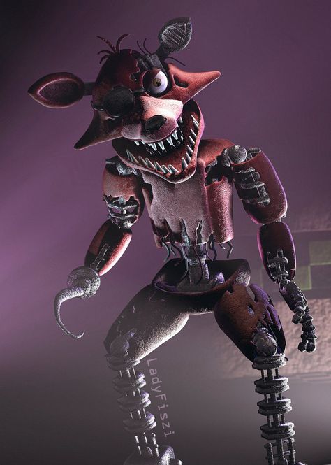 Withered Foxy by LadyFiszi Fnaf Withered Foxy, Withered Foxy, Foxy Wallpaper, Fnaf Foxy, Fnaf 4, Fnaf Sister Location, Funtime Foxy, Animatronic Fnaf, Drawing Heads