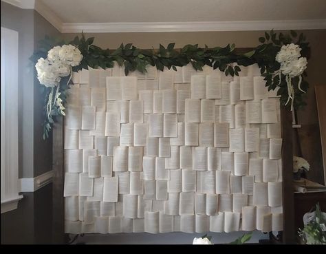 Diy Book Photo Backdrop, Book Backdrop Diy, Fairytale Prom, Woods Decor, Book Backdrop, Book Themed Party, Book Launch Party, Storybook Wedding, Royal Ball