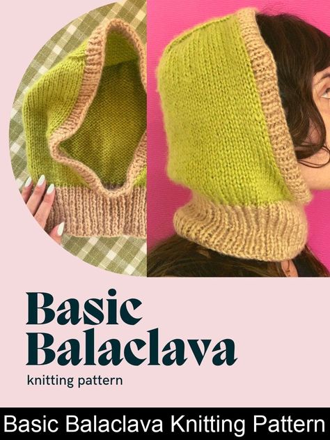 Basic Balaclava Knitting Pattern #knitting Easy Crochet Techniques, Crochet Cold Weather Items, Cute Easy Knitting Projects, Knitting Small Things, Easy Crochet Projects Clothes, Crochet Baclava Hat Pattern, Easy Beginner Knitting Patterns, Easy Beginner Knitting Projects, Small Knit Projects