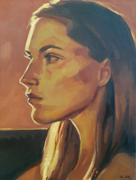 Profile Study, Woman In Profile, Face Oil Painting, Side View Drawing, Feminine Face, Oil Painting Woman, Light Feminine, Side Portrait, Face Profile