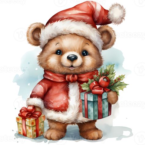 Minnie Mouse Images, Paper Quilling Flowers, Christmas Artwork, Christmas Teddy Bear, Santa Claus Hat, Bear Illustration, Cute Teddy Bear, Cute Teddy, Christmas Bear