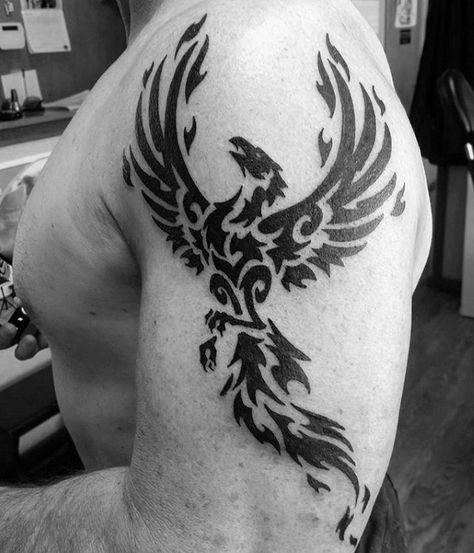 Guys Phoenix Bird Arm Animal Tribal Tattoos Simple Phoenix Tattoo Men, Firebird Tattoo, Phenix Tattoo Man, Pheonix Tattoo Male Forearm, Phoenix Tattoo Shoulder, Maori Phoenix Tattoo, Masculine Pheonix Tattoo, Men’s Phoenix Back Tattoo, Phoenix Tattoo Men