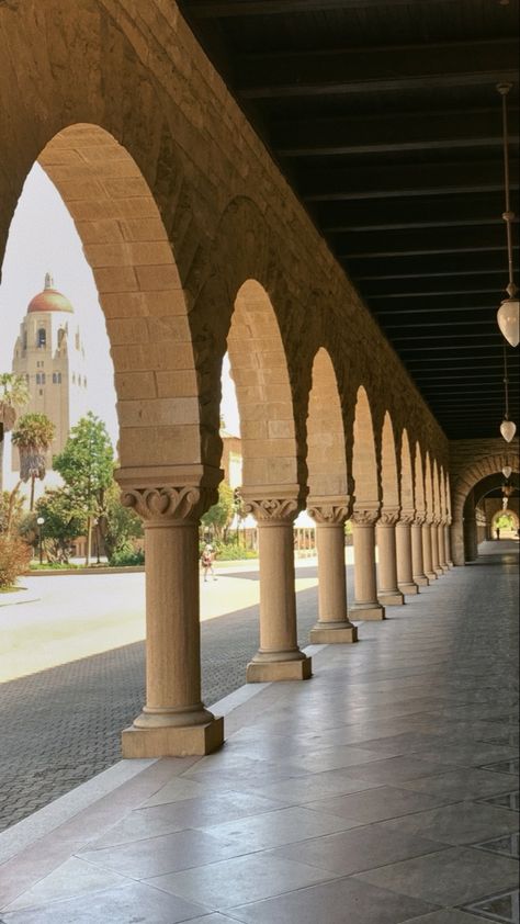 Stanford Campus Aesthetic, Campus Astethic, Dorm Building Aesthetic, Stanford University Aesthetic Campus, College Campus Photography, Stanford Law School Aesthetic, Stanford University Wallpaper, Impossible Staircase, University Aesthetic Campus