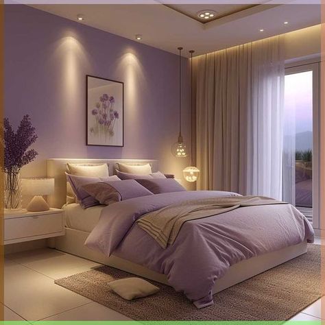 Aesthetic Colour For Home, Wall Paints For Bedroom Colour, Aesthetic Wall Colour Ideas, Luxury Bedroom Paint Colors, Room Wall Colour Combination, Purple Theme Bedroom, Colour Combination For Bedroom, Wall Colour Combinations, Purple Bedroom Walls