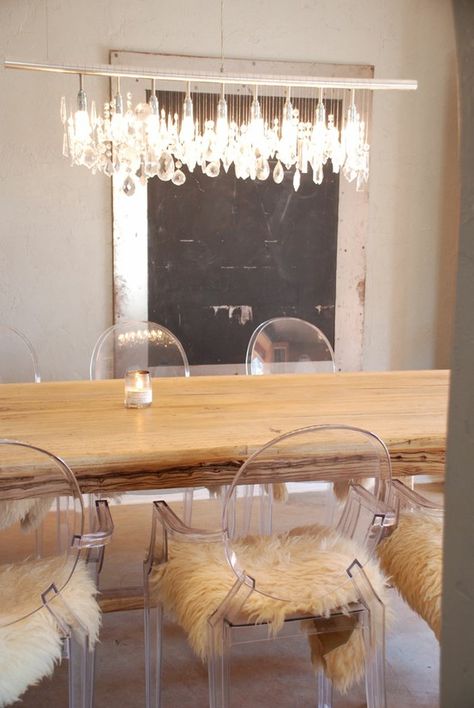 Dining area lighting Napa House, Lucite Furniture, Kitchen Extensions, Funky House, Ghost Chairs, Handmade Farmhouse, Piano Room, Room Chandelier, Dining Room Inspiration